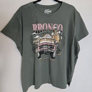 Ford Bronco Graphic T-Shirt in Olive Green with Pink Accents